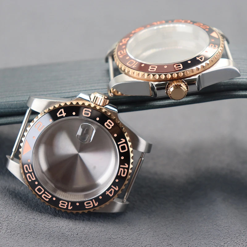 5ATM Waterproof Ceramic Bezel Insert Transparent Case Back Sapphire 40mm NH35 Stainless Steel Watch Case