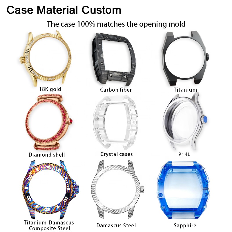 316L Stainless Steel Watch Case 41mm Sapphire Glass Transparent Back for ETA 2824 SW200 Mechanical Watch Parts