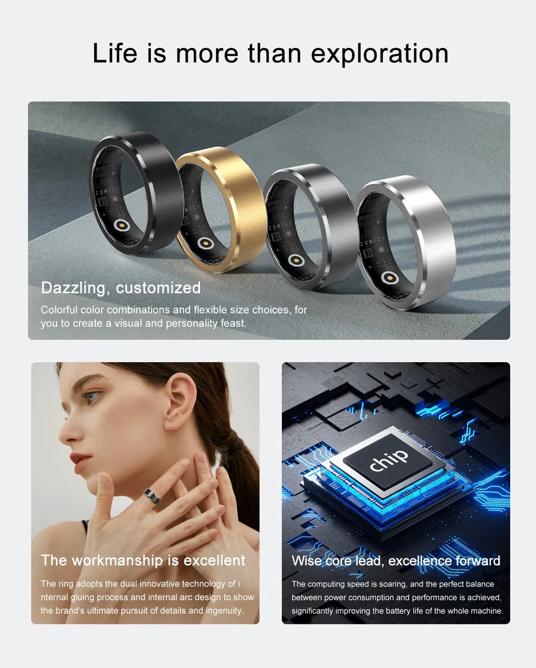 Waterproof Smart Intelligent Ring Activity Fitness Health Blood Oxygen Smart Ring Watch