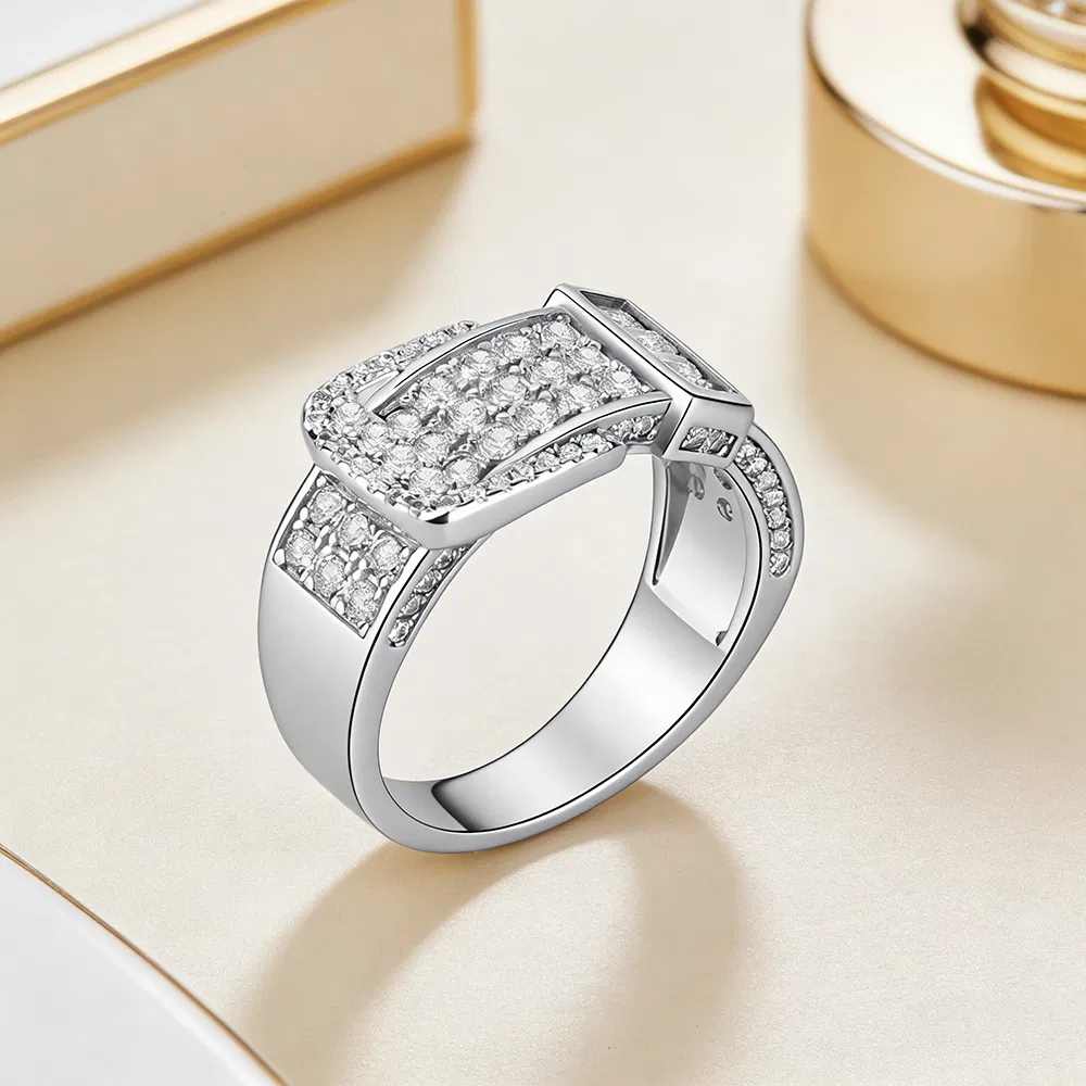 925 Silver Watch Strap Buckle-Shaped Ring 18K Gold Plated Jewelry
