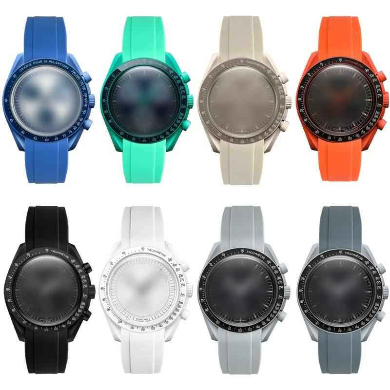Top Grade Rubber Curved Lug End With Quick Release With Pin Buckle Watch Strap for Moonswatch Replace Watchband
