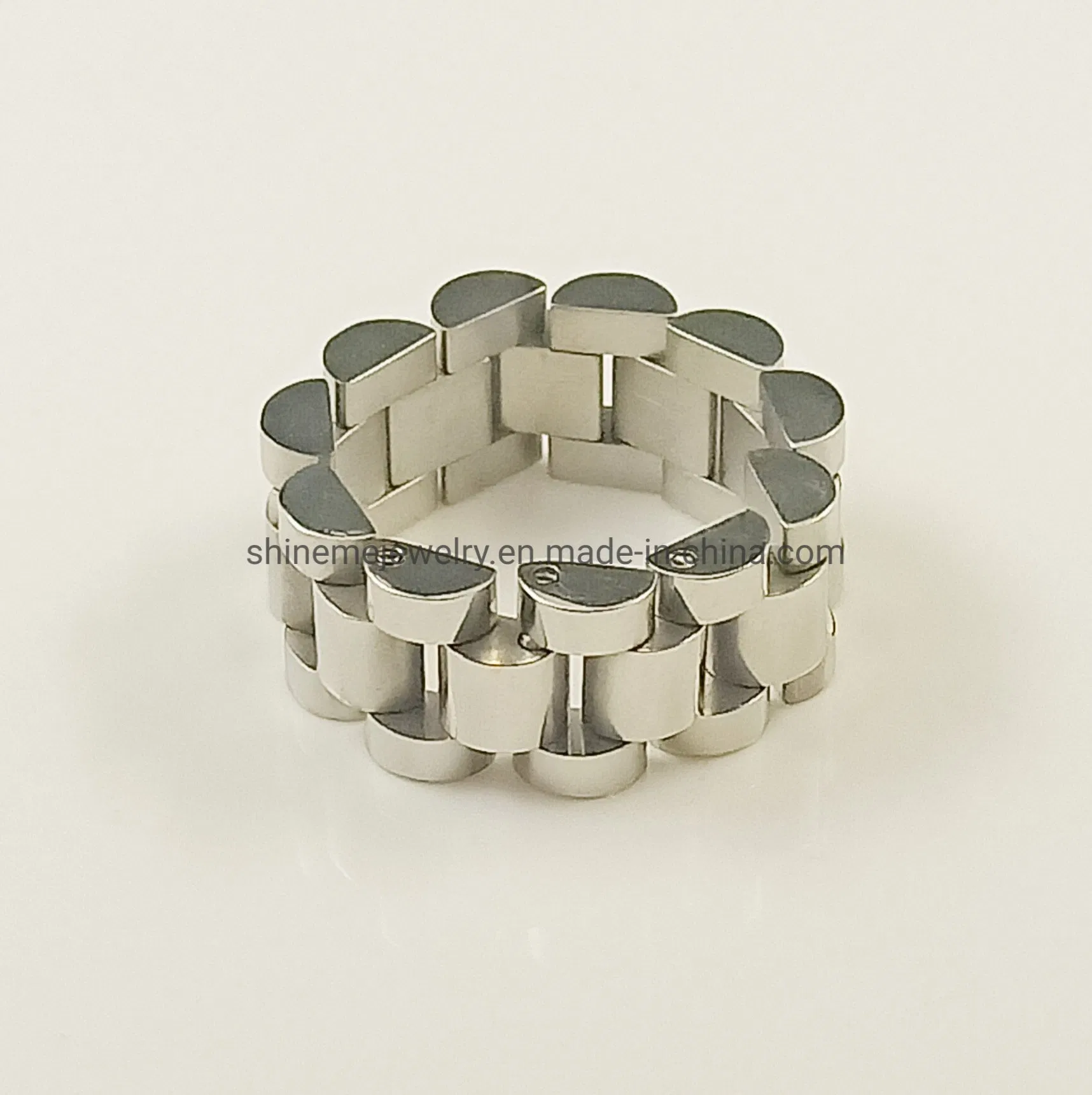 European and American Hip-Hop Titanium Steel Niche Watch Ring Men and Women Tide Cool Retro Chain Shape Ins Wild Jumpy Jewelry Finger Ring SSR2616
