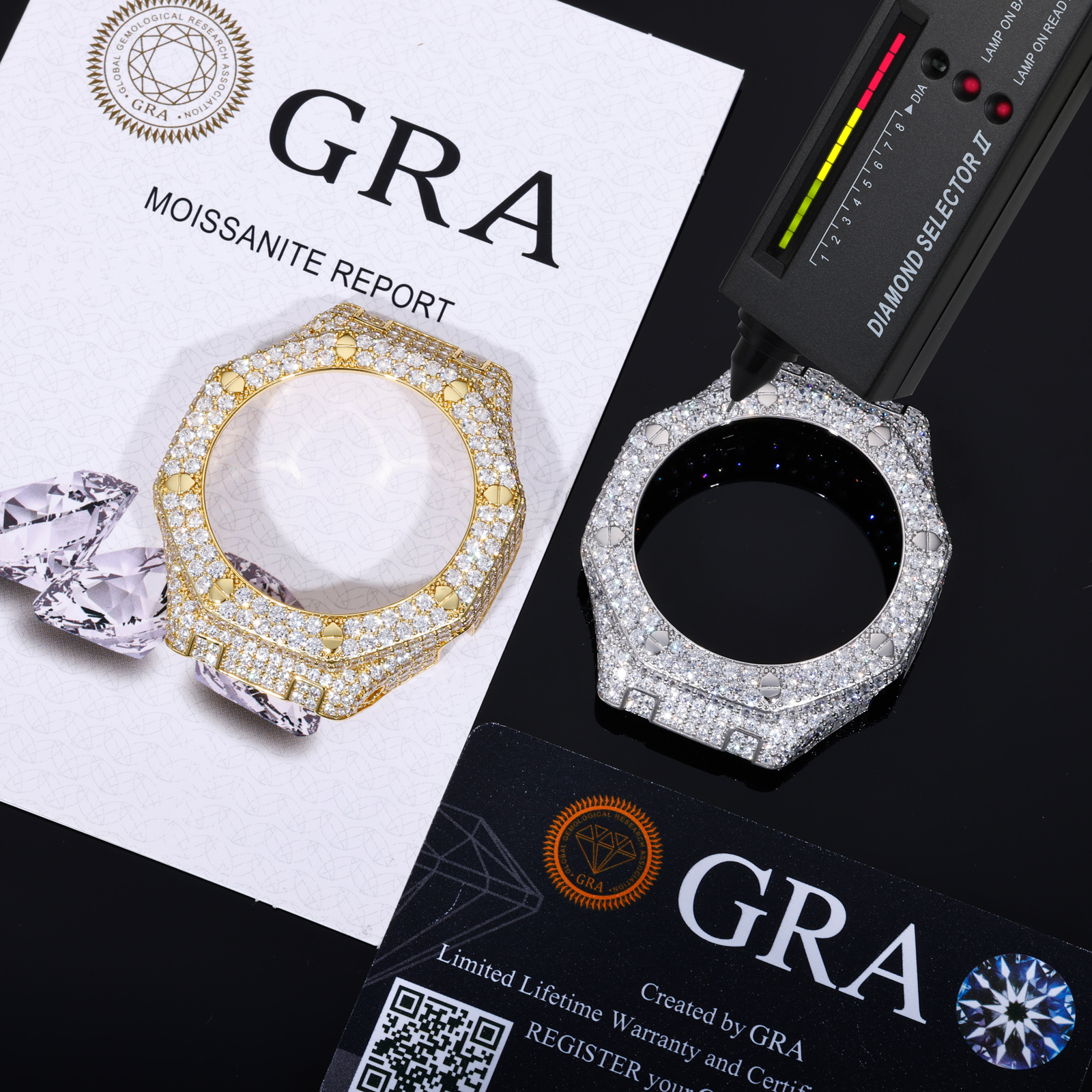 GA2100 Watch Parts Buss Down Moissanite Screw Watch Case Gold Plated VVS Diamond Iced Out Watch Bezel Wholesale for Men Women