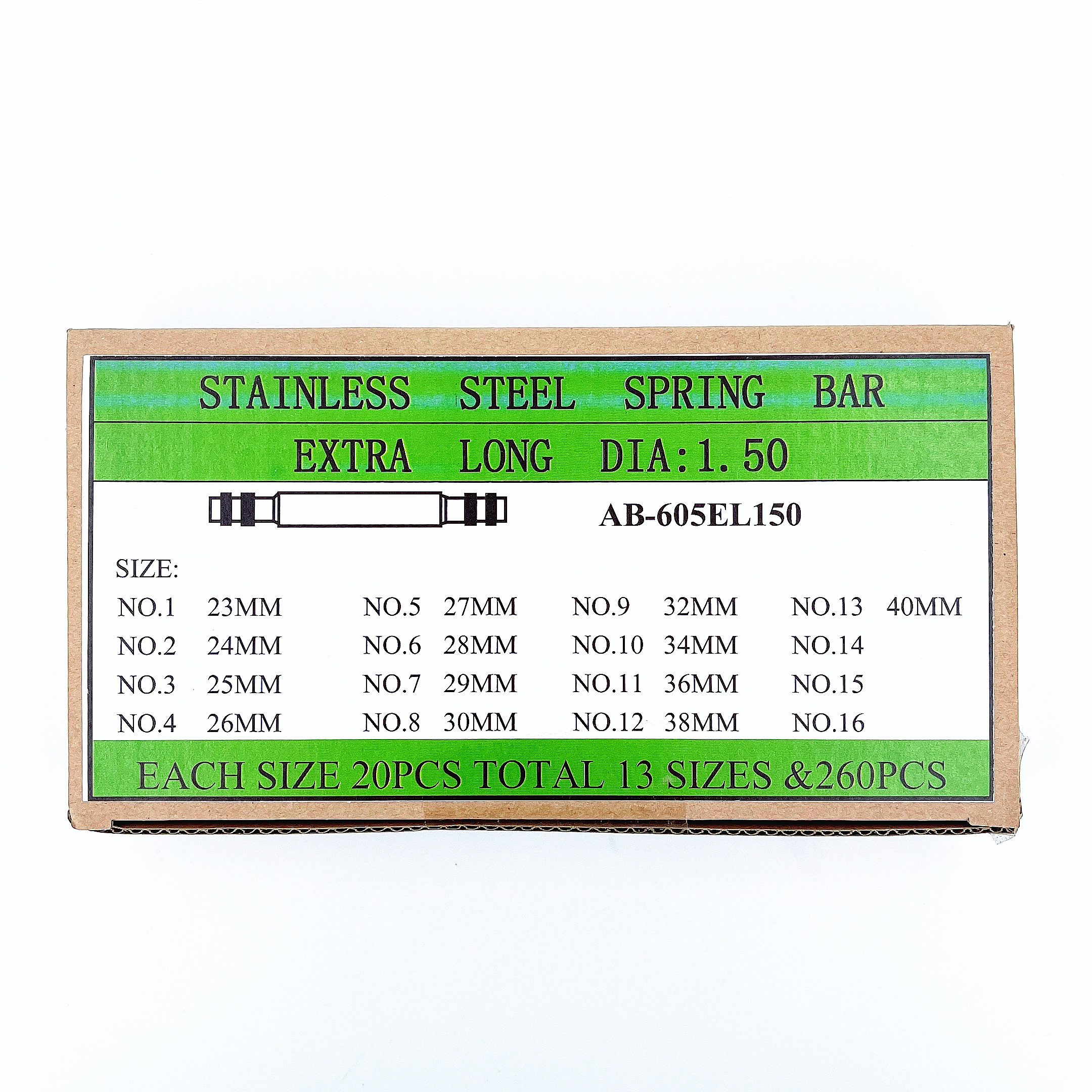 Watch Accessories 23-40MM 260PCS Stainless Steel Extended Spring bar for Watchmaker Watch Parts