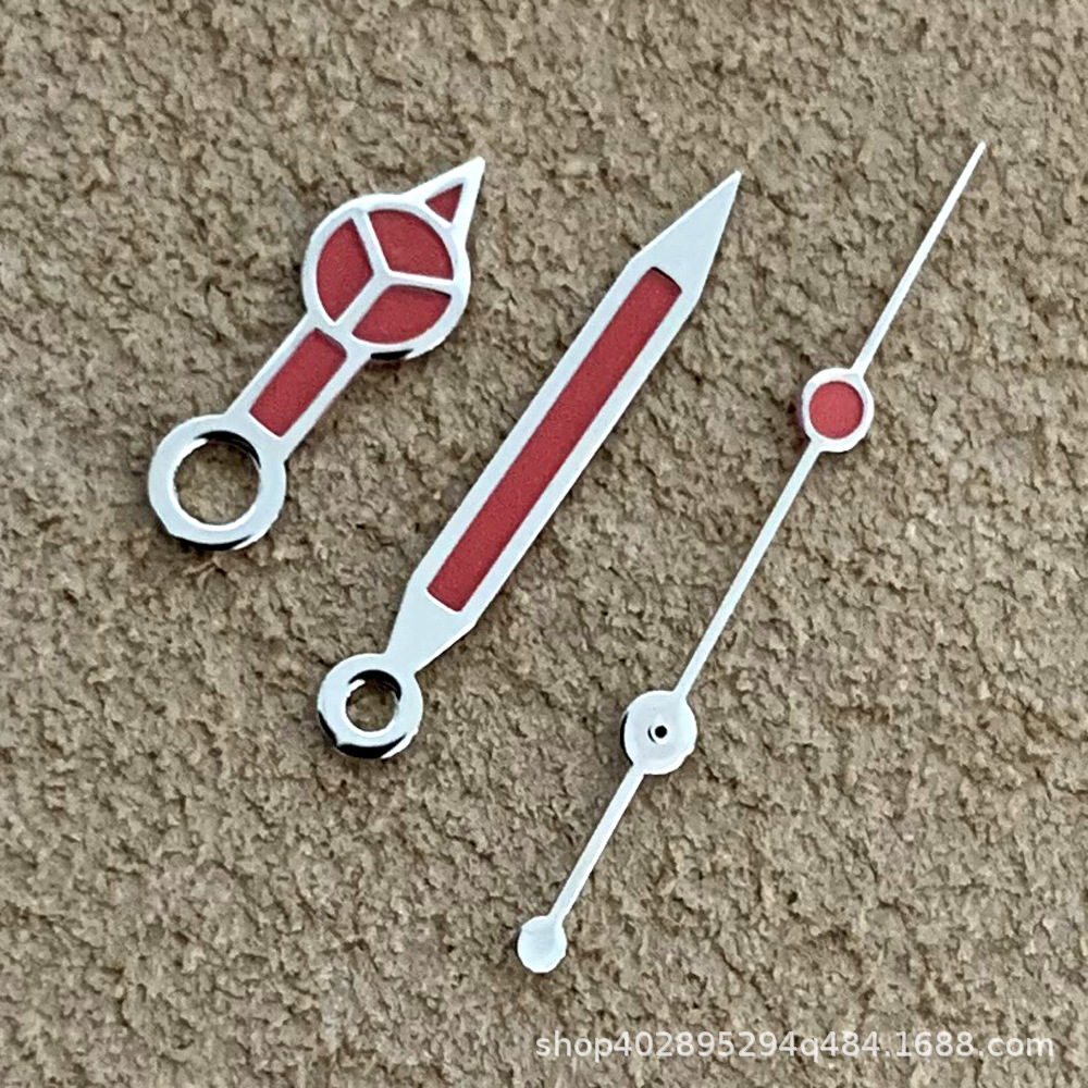 Watch Hands Pointer-Type Compatible NH35/NH36 Movements Silver-Edged Mercedes-Style Green Luminous Markers Model 0098 Made