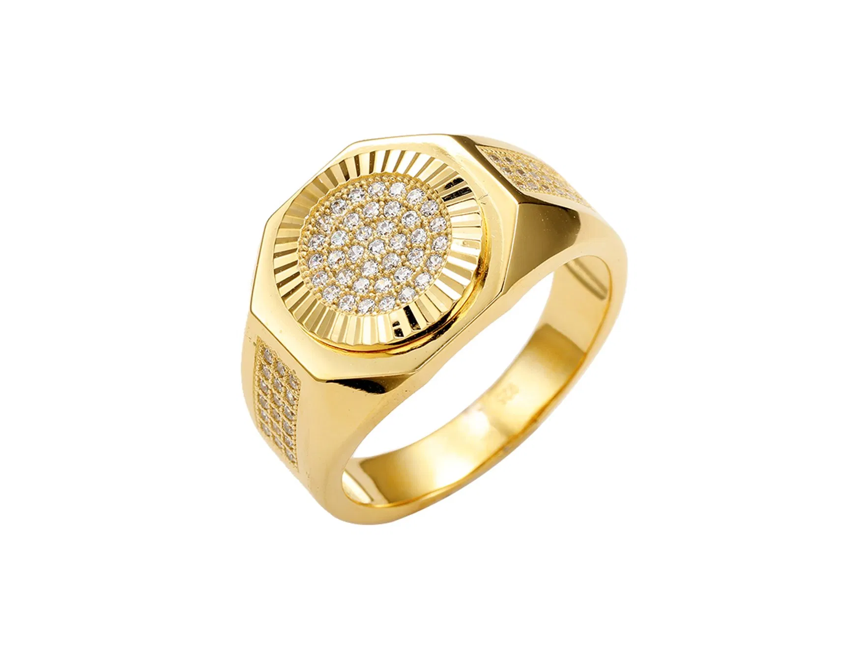 925 Sterling 10K/14K/18K Gold OEM Trendy Trio Color Diamond-Filled Watch Shaped Ring