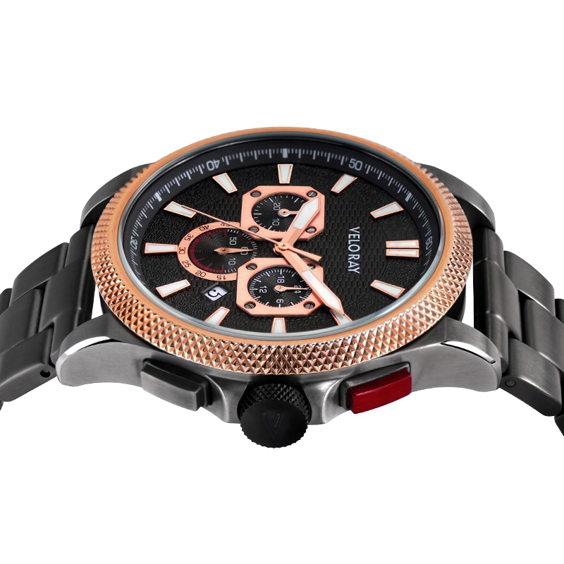 Men's Casual Vintage Three-Eye Quartz Watch: Oil-Pressed Dial Texture for Quality Feel
