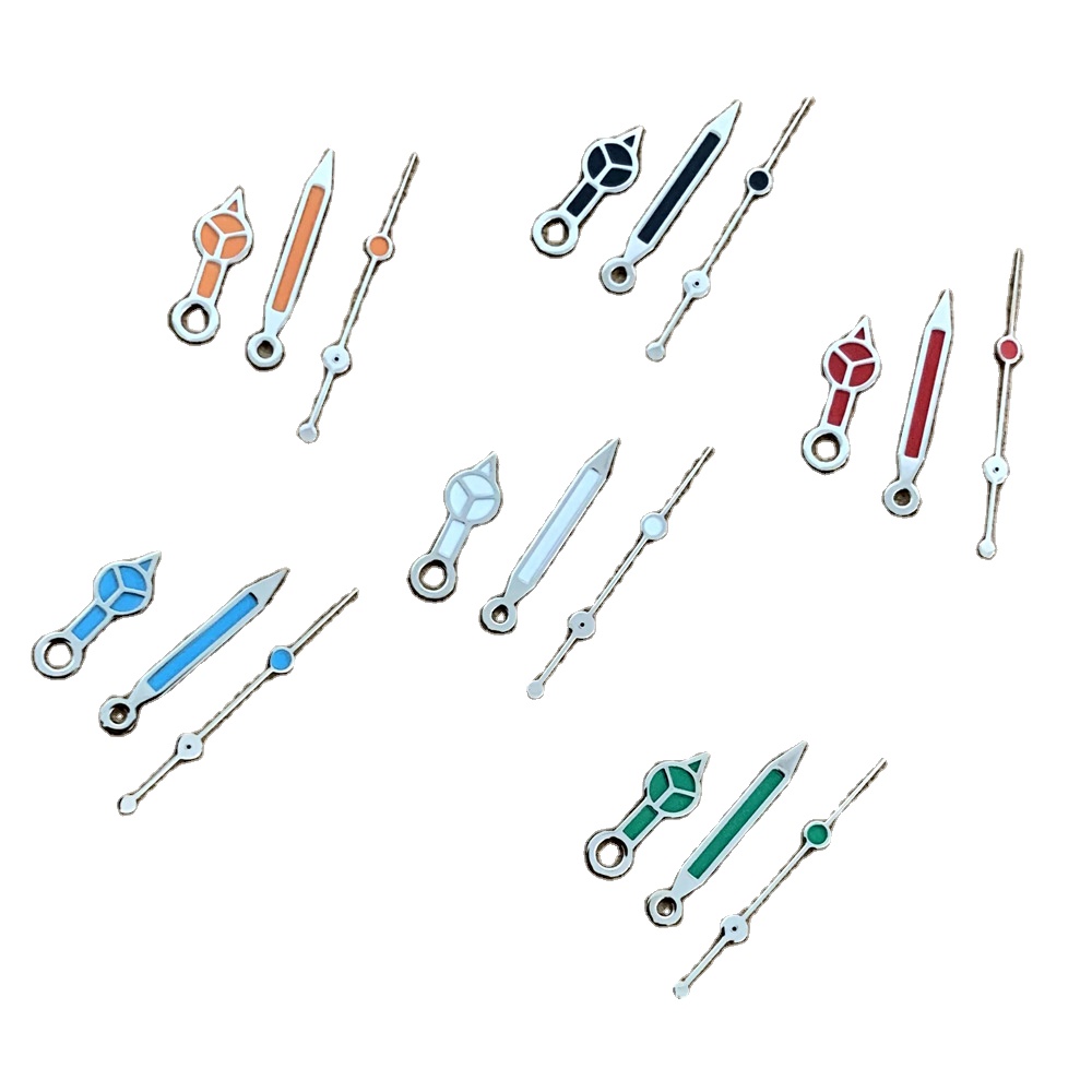 Watch Hands Pointer-Type Compatible NH35/NH36 Movements Silver-Edged Mercedes-Style Green Luminous Markers Model 0098 Made