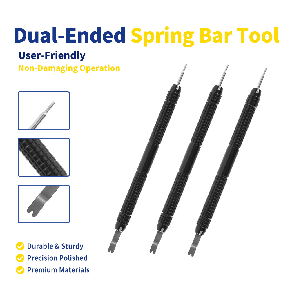 Stainless Steel Watch Repair Tools Spring Bar Remover Adjuster Non-Damaging Operation 141x8mm 13g Black Removing Adjusting Watch