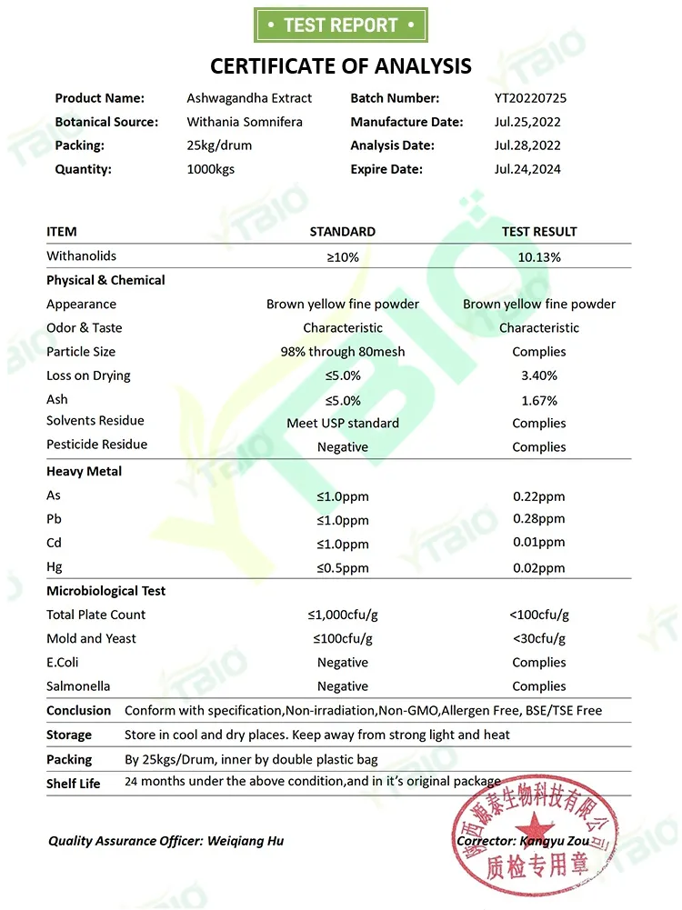 مستخلص نباتي طبيعي مستخلص أشواغاندا 5% مسحوق ويثانوليدات