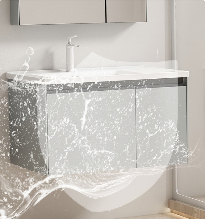 Waterproof All Aluminum Bathroom Vanity Unit Lcx6207A with Mirror Cabinet and Ceramic Sink