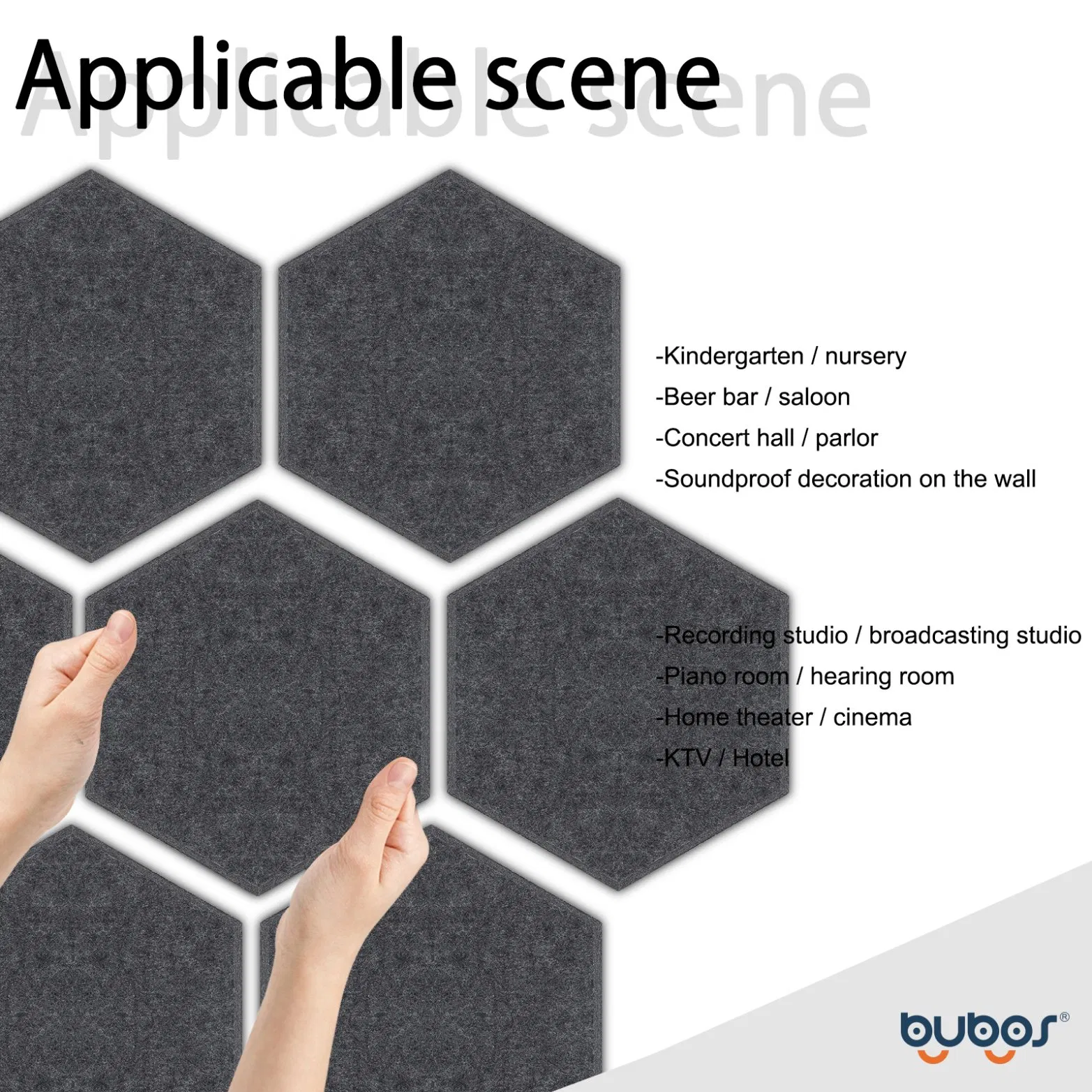 Bubos Hexagon Wall Acoustic Ceiling Board Absorption Soundproofing Insulation Panel