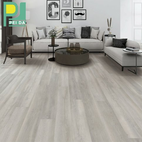 5mm Gray Fire-Resistant Spc Flooring Vinyl Flooring Plank for Apartment