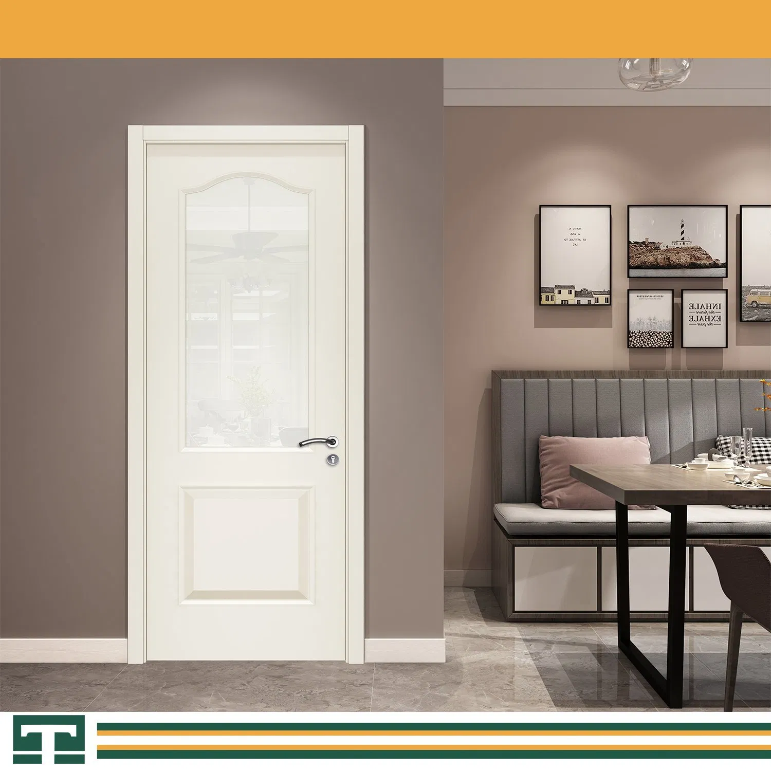 Customized Eco-Friendly Modern Wooden Soundproof Entrance Solid Wood Fire Rated Room Security WPC PVC Interior Veneer Entry Door Durable