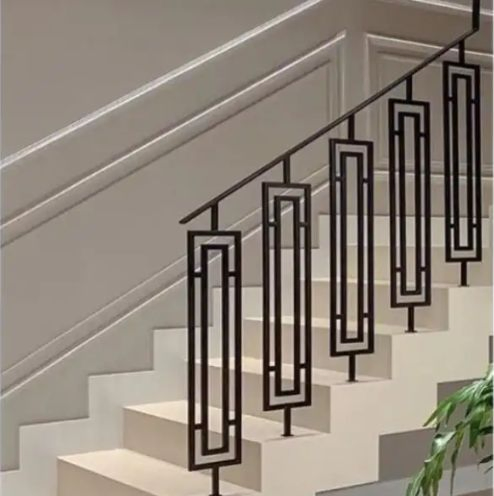 Exterior Powder Coated Wrought Iron Porch Railing Outdoor Metal Railing for Porch Stair