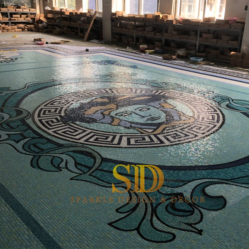 Beautiful Swimming Pool Design Art Glass Mosaic Tile Pattern for New Home