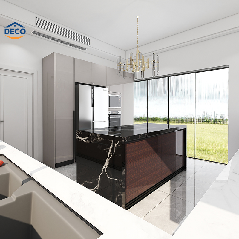 Kitchen Furniture Custom Design Island Wood Veneer Kitchen Pantry Cabinet Unit for Wholesalers