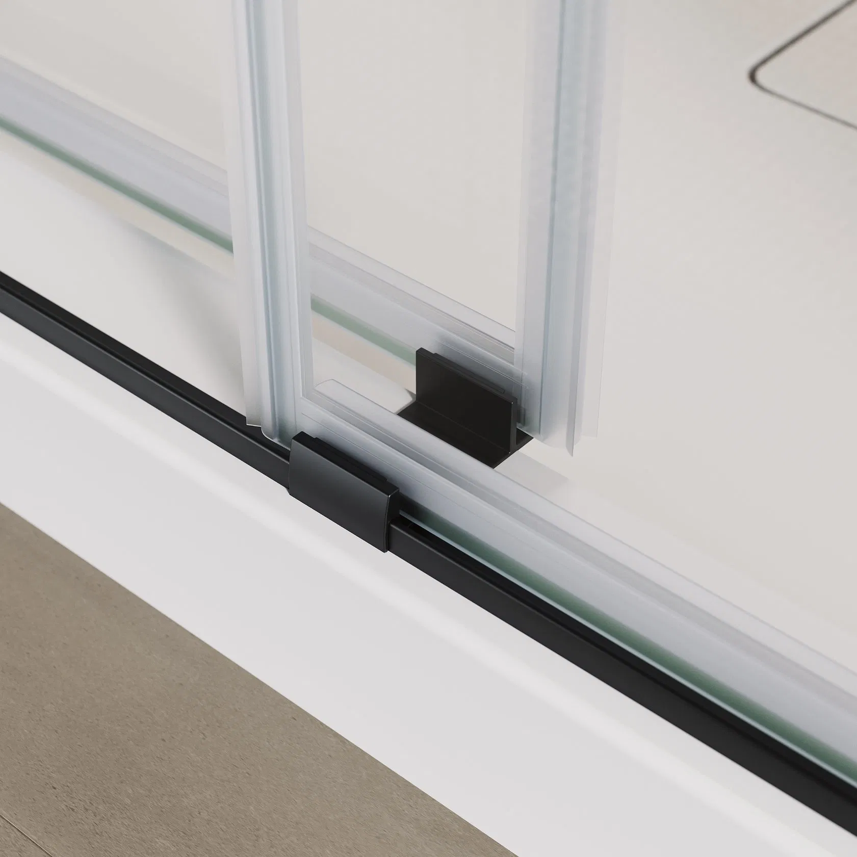 Matt Black Stainless Steel Hardware 10mm Tempered Glass Double Sliding Door Frameless Shower Enclosure