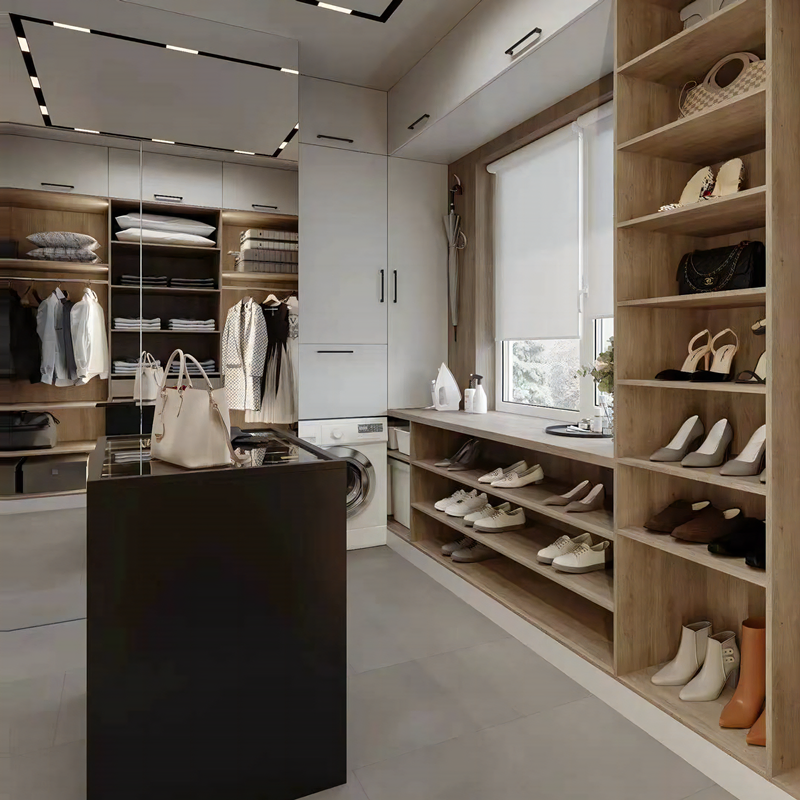 Modern Bedroom Furniture Cupboards Custom Wooden Open Walk in Closet Wardrobe Design