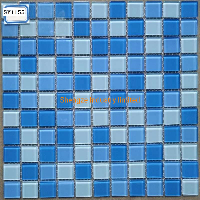 Swimming Pool Tile Blue Glass Pool Mosaic