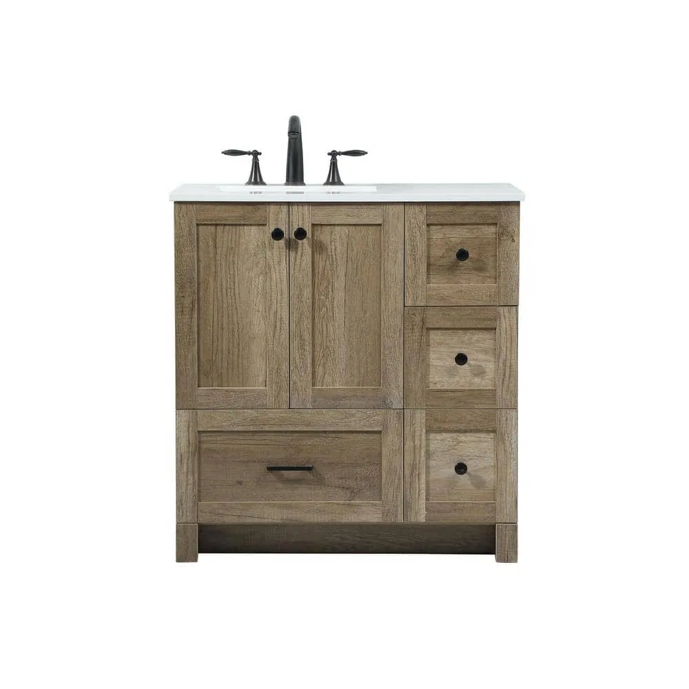 Contemporary Freestanding Bathroom Vanity Unit in Natural Oak