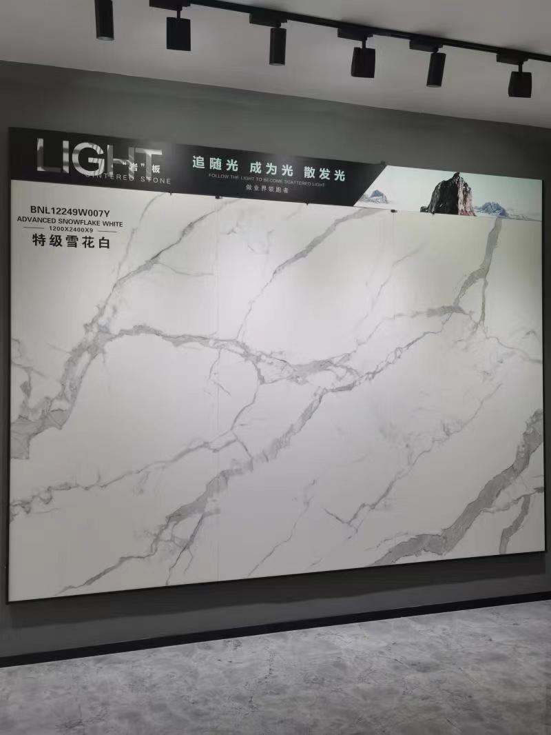 Luxury Home Decoration Large Format Porcelain Calacatta White Veins Marble Slabs Look Sintered Stone Tile for Wall