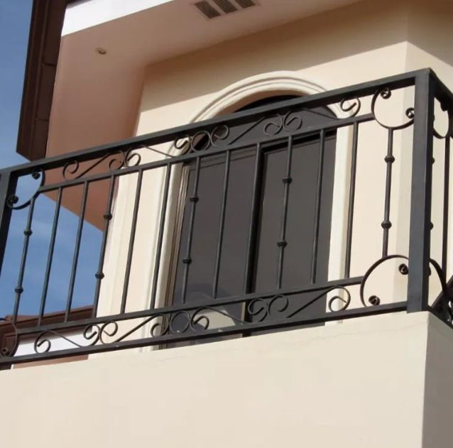 Exterior Powder Coated Wrought Iron Porch Railing Outdoor Metal Railing for Porch Stair