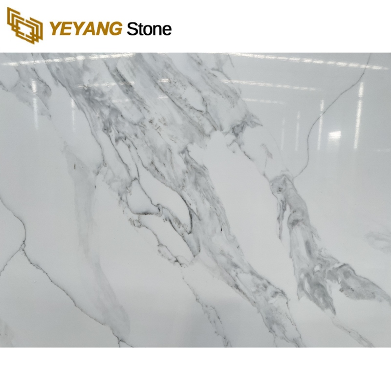 Manufactured Cutting Calacatta Veined Quartz Countertop for Kitchen Worktop/Benchtop/Slab/Counter Top Supplier