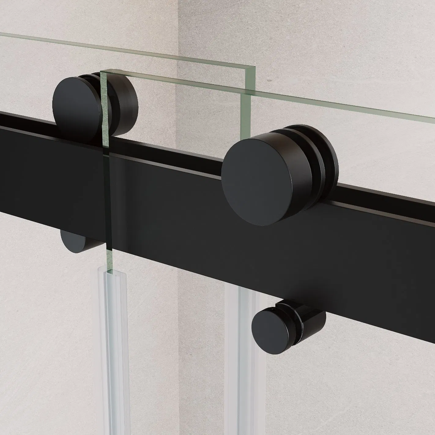 Matt Black Stainless Steel Hardware 10mm Tempered Glass Double Sliding Door Frameless Shower Enclosure