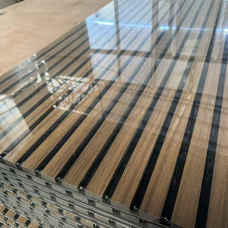 Sound Absorbing Wood Slat Acoustic Wall Panel for Interior Spaces Decoration