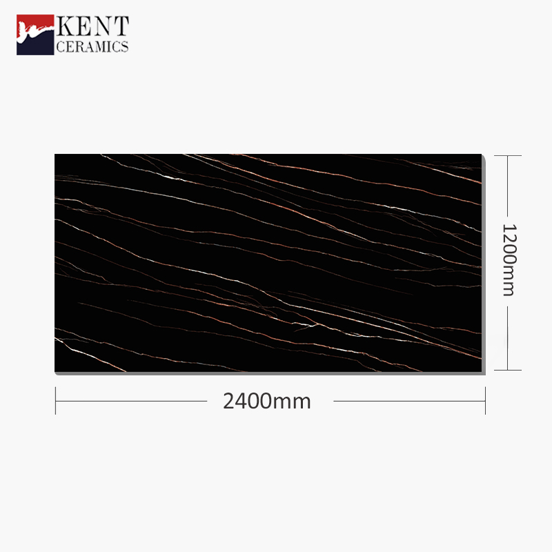 Polished Black Line Sintered Stone Artificial Stone Slab 1200*2400mm