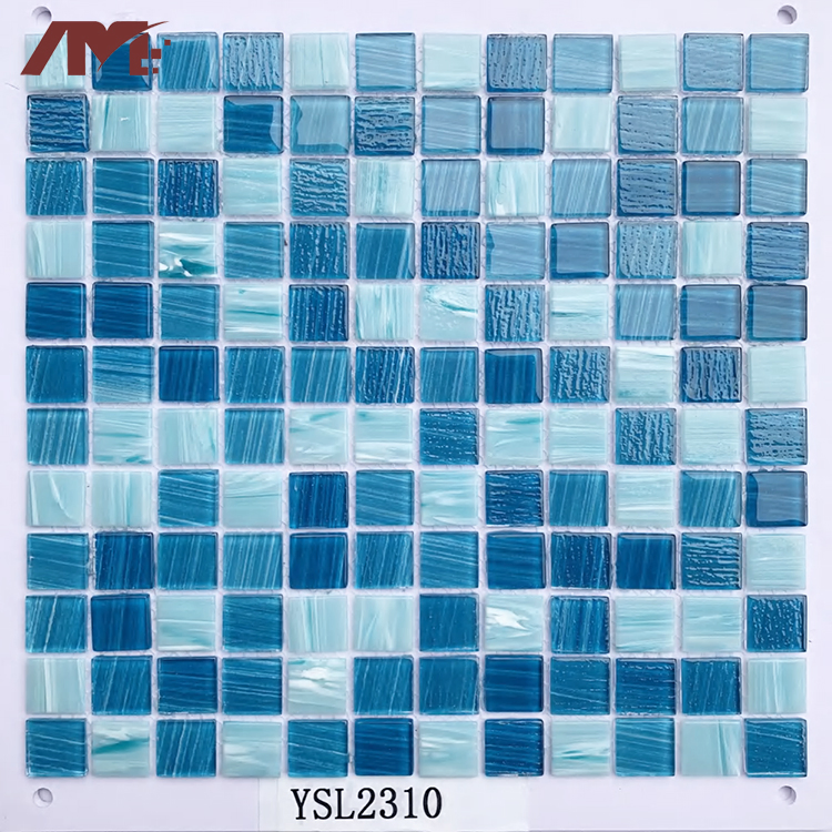 Premium Zellige Square Swimming Pool Blue Villa Outdoor Crystal Glass Tiles Mosaic