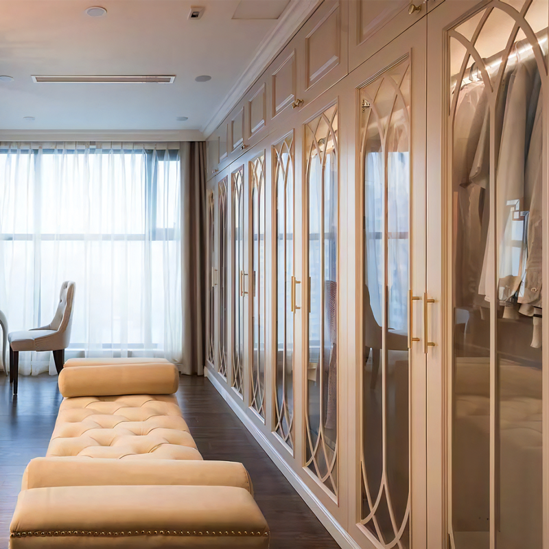 Customized Solid Wood Bedroom Wardrobe Armoire Walk in Cupboard Closet Organizer