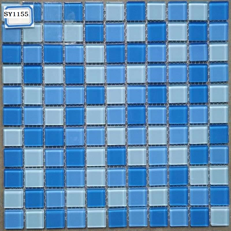 Pool Decor Colorful Blue Mosaic Tile Factory Price Crystal Style