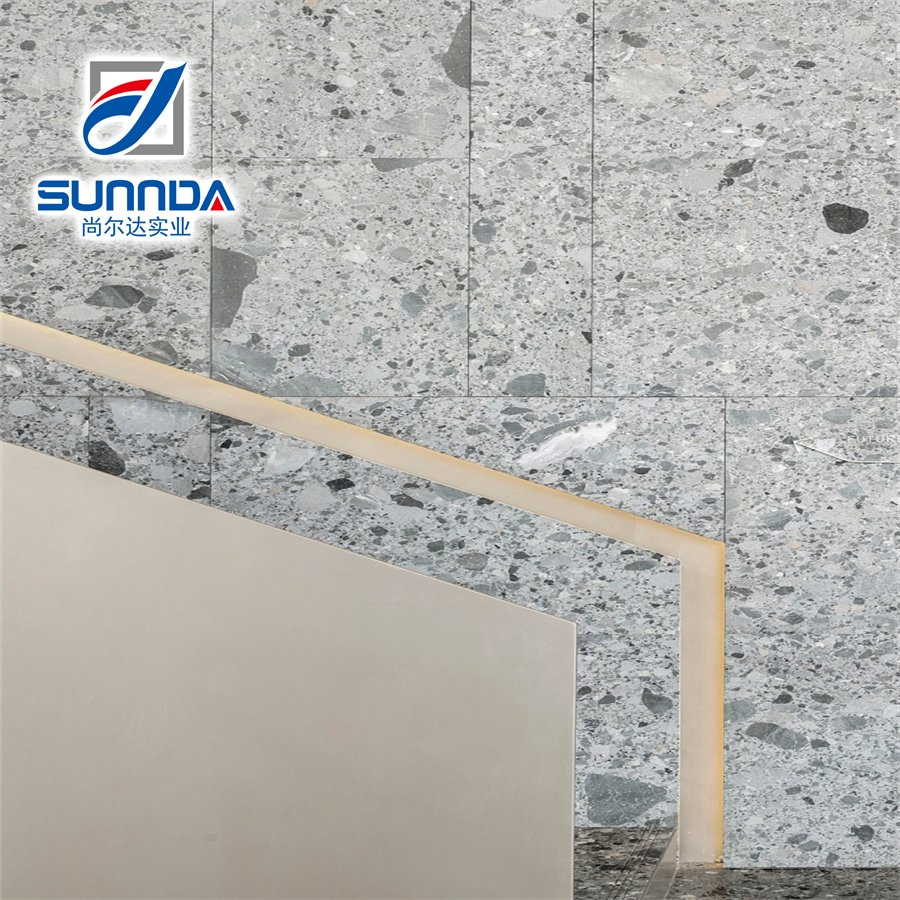 600 or 800 Rustic Cement Interior Tile Porcelain Ceramic Dark Grey Look Terrazzo Slab for Balcony Wall and Floor