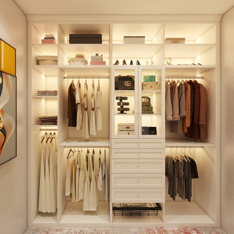 Customized Modern Bedroom Furniture Wooden Fitted Built in Wardrobes Closets Bedroom Wall Wardrobe Walk in Cupboard