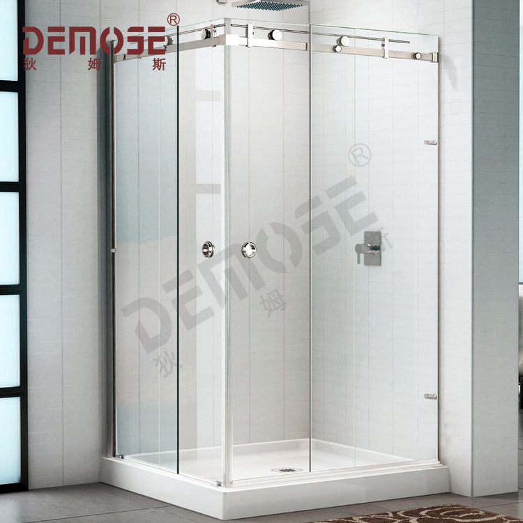 Luxury Modern Bathroom Frameless Glass Shower Enclosure with Sliding Door Stainless Steel