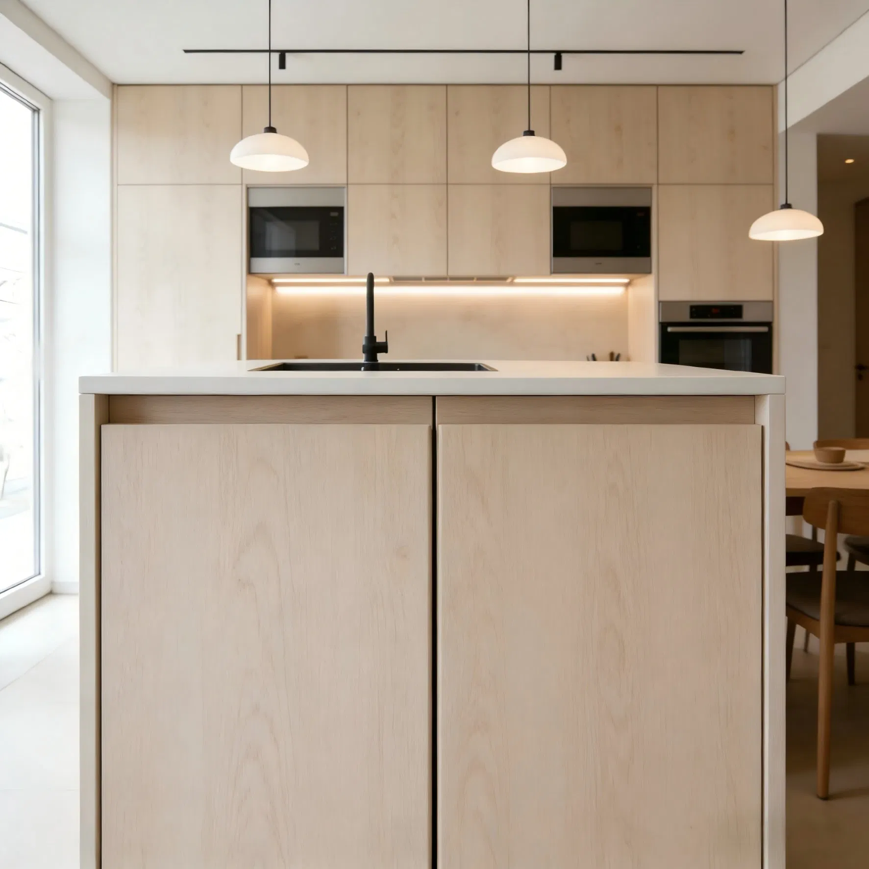 Professional Wood Veneer Kitchen Cabinet System for European Market