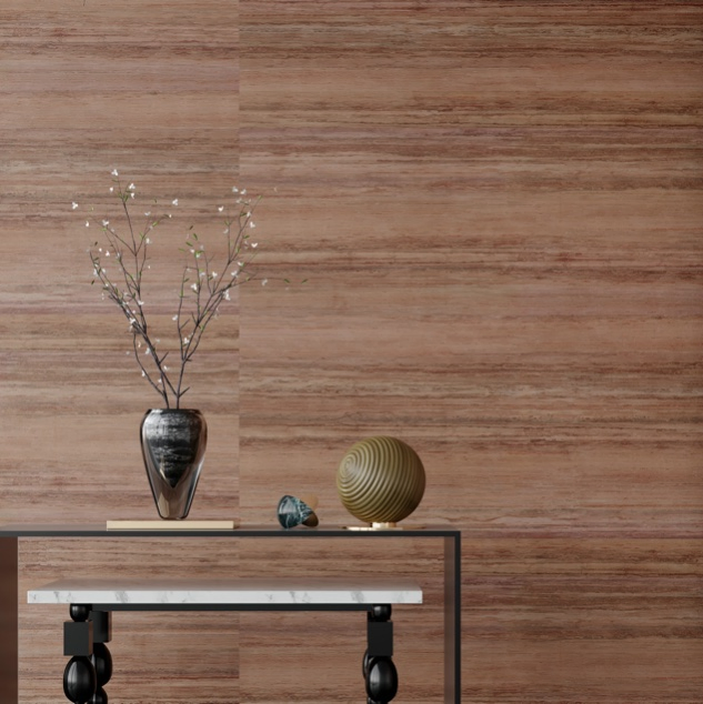 Sintered Stone Marble Travertine Red Color Slab 1200X2700X6mm