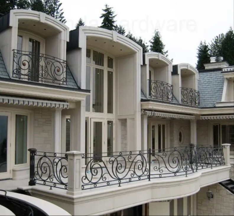 Exterior Powder Coated Wrought Iron Porch Railing Outdoor Metal Railing for Porch Stair