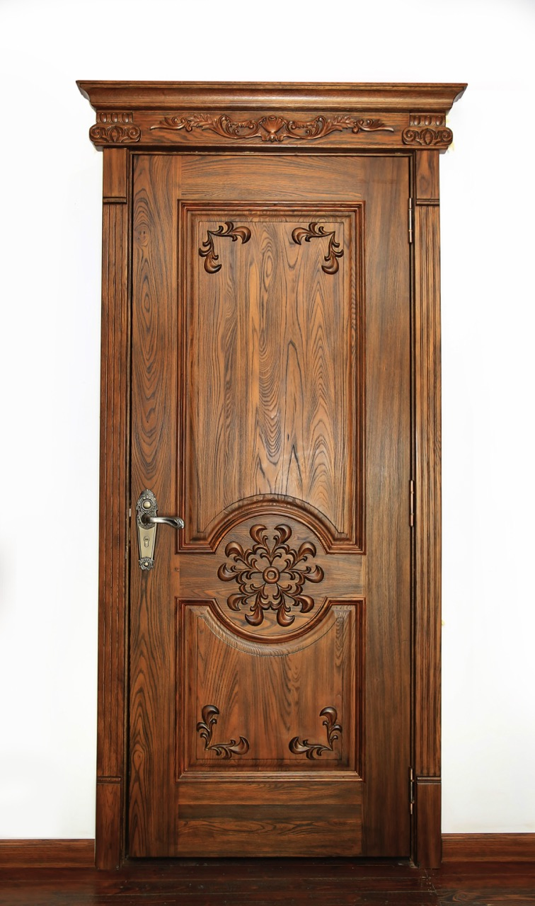 Durable Solid Wood Front Door, Kiln-Dried Against Warping &amp; Cracks