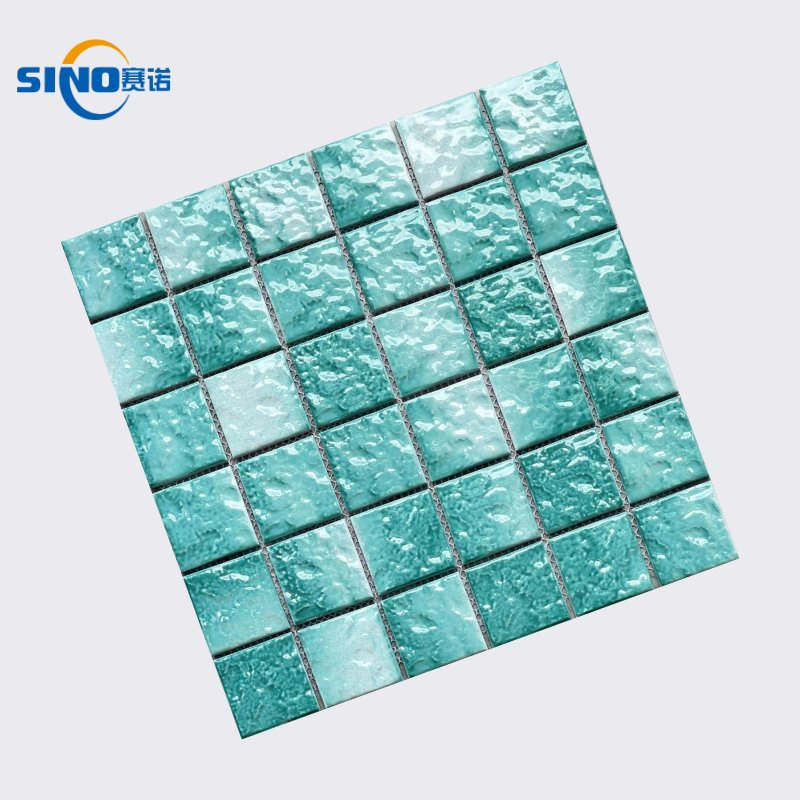 Hot Sale Blue and Green Glossy Surface 48X48mm Square Porcelain/Ceramic Mosaic Tile for Simming Pool Tiles