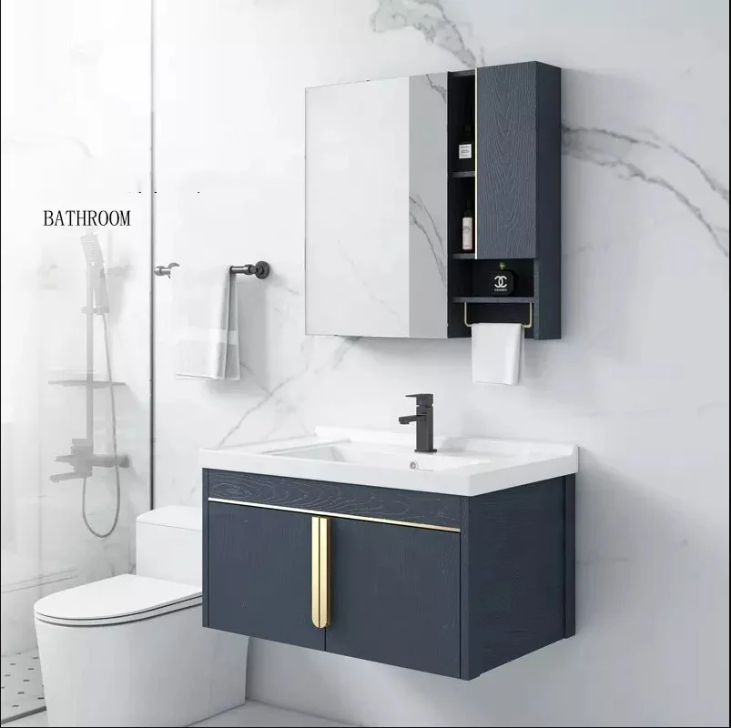 Modern Wall-Mounted Bathroom Vanity Unit with Ceramic Basin