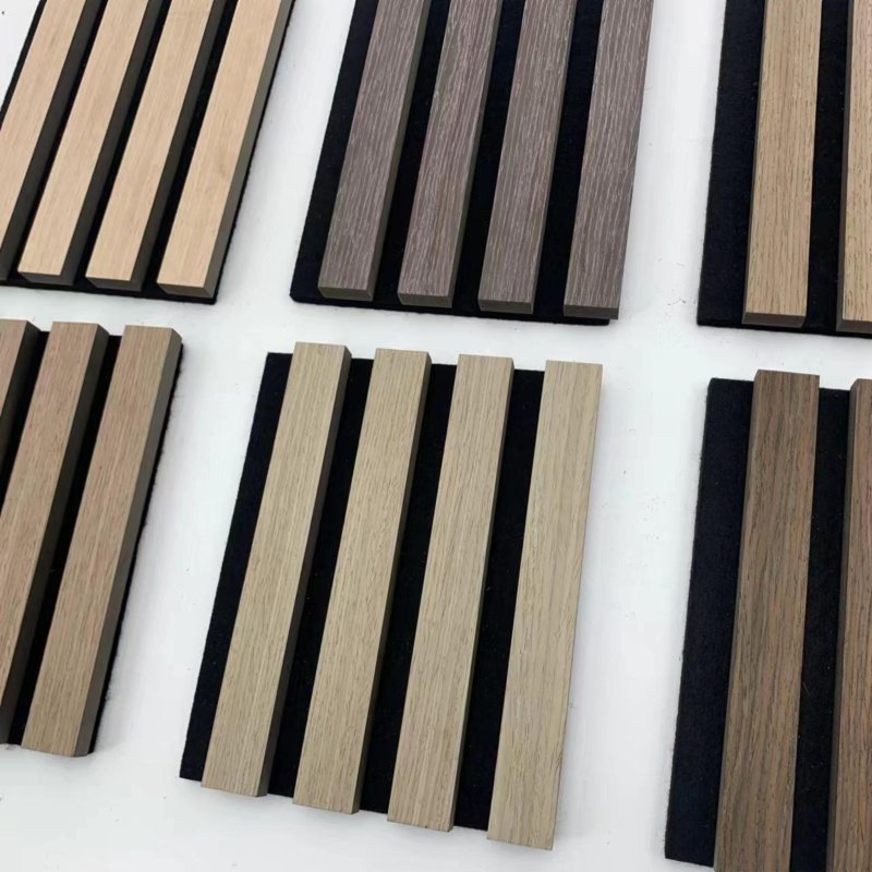 Durable Wood Veneer Covered Slats Acoustic Slat Panels for Soundproofing Wall