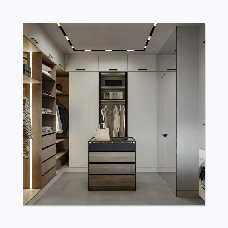 Modern Bedroom Furniture Cupboards Custom Wooden Open Walk in Closet Wardrobe Design