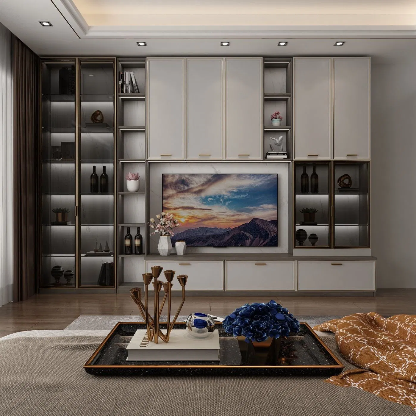 High-End Golden Black Melamine Wood Storage Bedroom Cherry Walk in Closet Armoire Custom Made Wardrobe with Drawers Solid Wood Modern