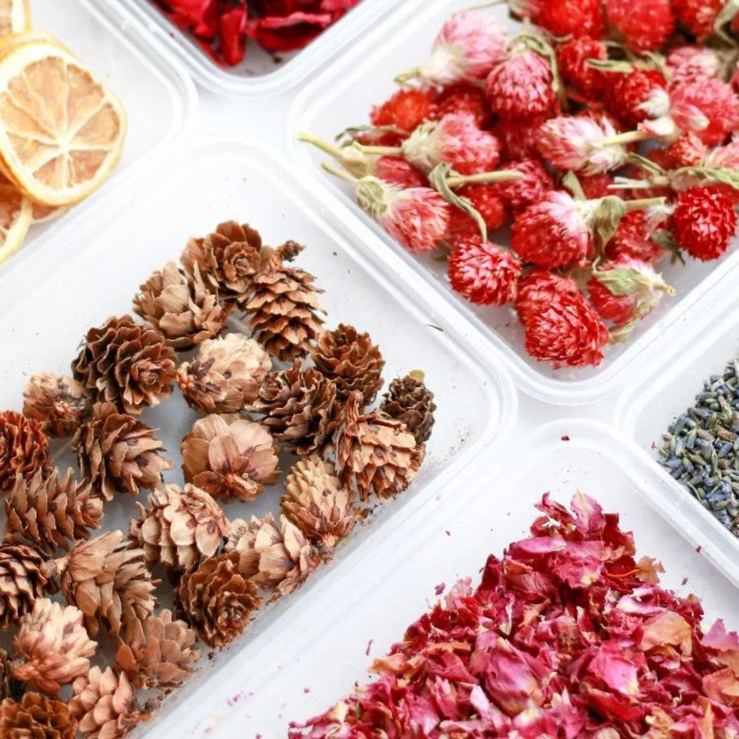 Handmade Dried Flower Rose Lavender Lemon Slices Cinnamon Pine Cones DIY Candle Material Flower