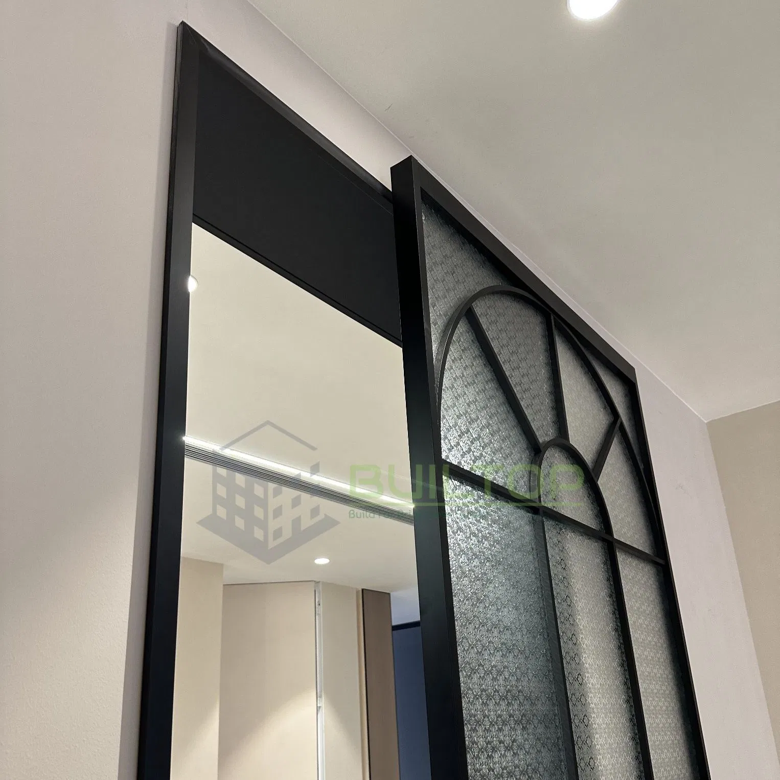 Interior Frameless Concealed Wall Mounted Hidden Track Solid Wood Sliding Door Ghost Door