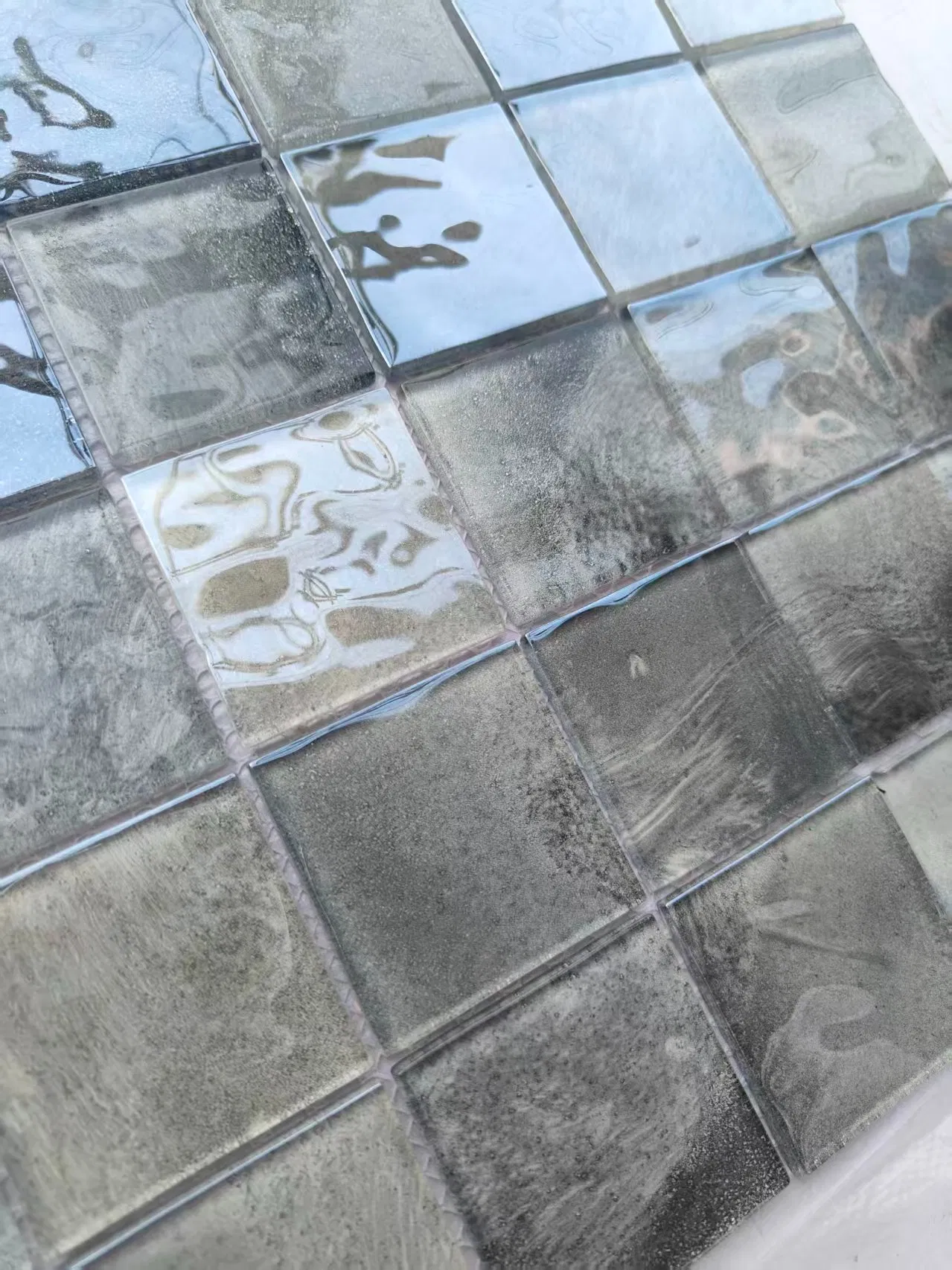 Glass Bathroom Mosaic Pool Glass Grey Tile Outdoor