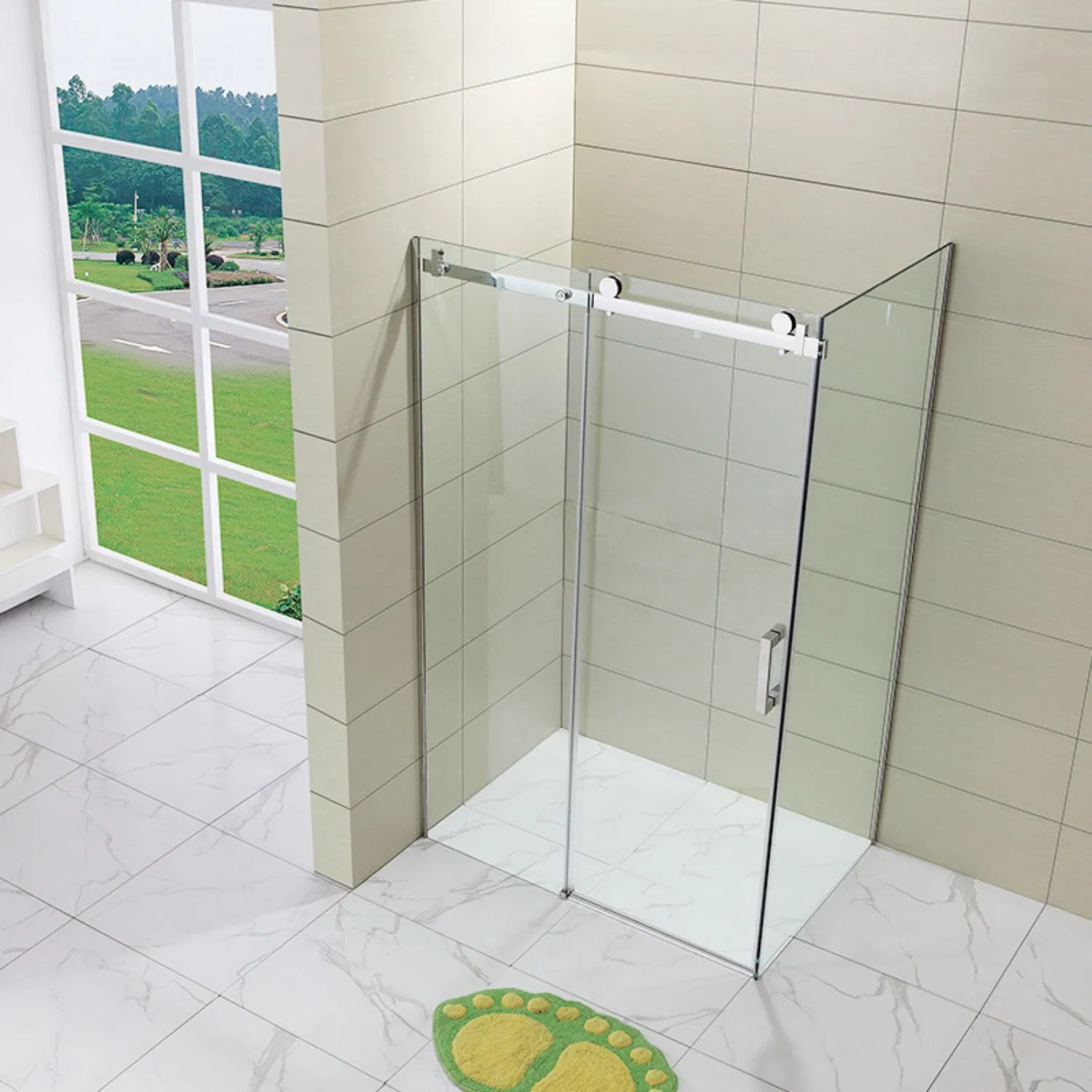 Classic Design Frameless Big Roller Sliding Glass Shower Enclosure